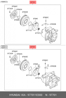 Компрессор, кондиционер 977011E300 HYUNDAI KIA