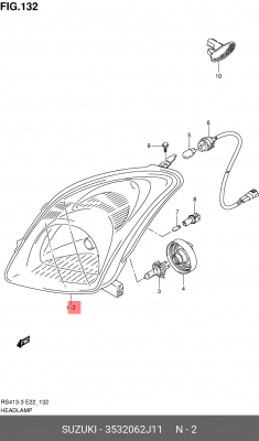 Основная фара 35320-62J11 SUZUKI