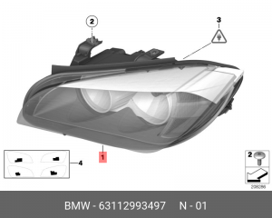 Фара головного света 63 11 2 993 497 BMW