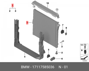 Радиатор охлаждения ДВС 17 11 7 585 036 BMW