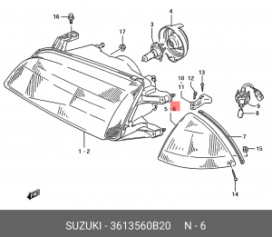 Фонарь указателя поворота 36135-60B20 SUZUKI