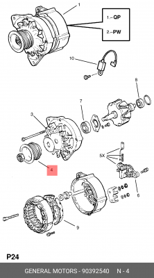 Ременный шкив, генератор 90392540 GENERAL MOTORS