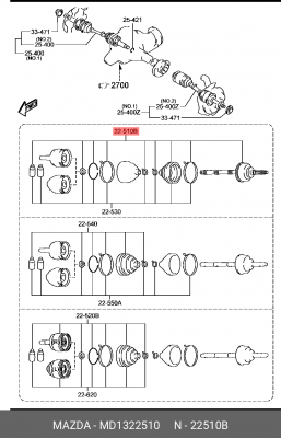 Вал привода колеса с ШРУСом MD1322510 MAZDA