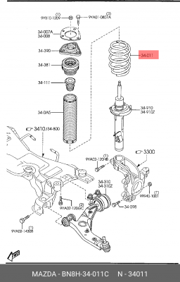 Пружина ходовой части BN8H34011C MAZDA