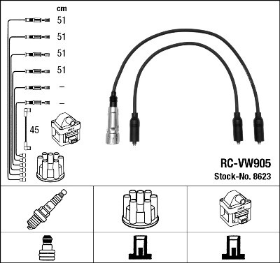 Ккомплект проводов зажигания RC-VW905 NGK NTK