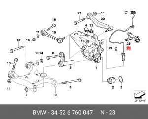 Датчик, частота вращения колеса 34 52 6 760 047 BMW