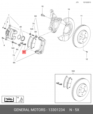 Колодки тормозные дисковые 13301234 GENERAL MOTORS