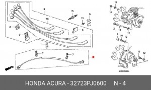 Провод высоковольтный системы зажигания 32723PJ0600 HONDA