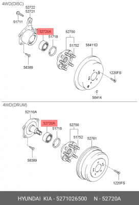 Комплект подшипника ступицы колеса 5271026500 HYUNDAI KIA