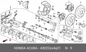 Комплект тормозных колодок, диско 43022-SV4-A21 HONDA