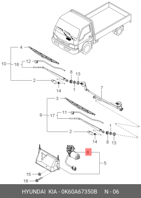 Привод стеклоочистителя 0K60A67350B HYUNDAI KIA