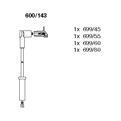Ккомплект проводов зажигания 600143 BREMI