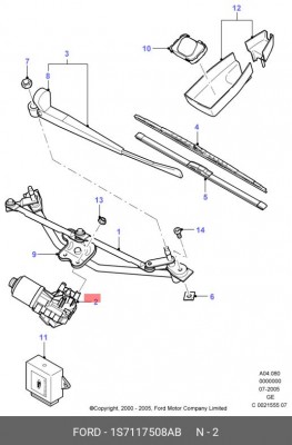 Двигатель стеклоочистителя 1S71-17508-AB FORD