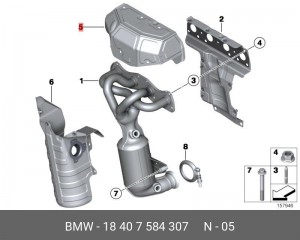 Экран теплоизоляционный выпускного коллектора 18 40 7 584 307 BMW