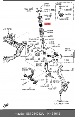 Прокладка пружины подвески GS1D34012A MAZDA