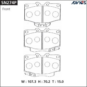 Колодки тормозные дисковые SN274P ADVICS