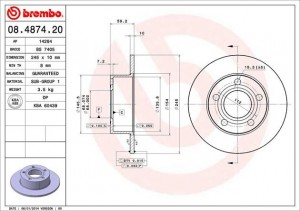 Тормозной диск 08.4874.20 BREMBO
