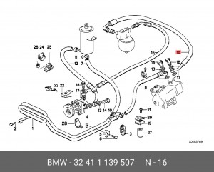 Гидравлический шланг, рулевое управление 32411139507 BMW