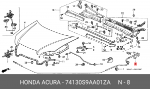 Трос замка открывания капота 74130S9AA01ZA HONDA