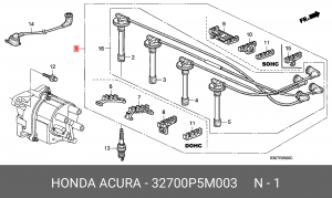 Ккомплект проводов зажигания 32700P5M003 HONDA