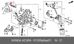 Уплотняющее кольцо, распределительный вал 91309P8AA01 HONDA