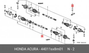 Шарнирный комплект, приводной вал 44011SX8M01 HONDA