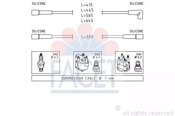 Ккомплект проводов зажигания 48510 FACET