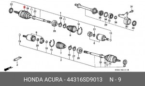 Хомут пыльника ШРУСа 44316SD9013 HONDA