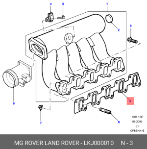 Прокладка, впускной коллектор LKJ000010 LAND ROVER