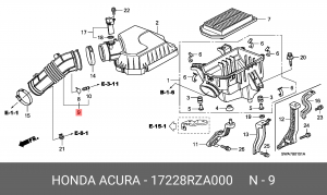 Патрубок подачи воздуха в ДВС 17228RZA000 HONDA