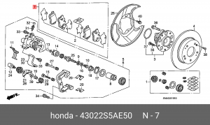 Комплект тормозных колодок, диско 43022-S5A-E50 HONDA