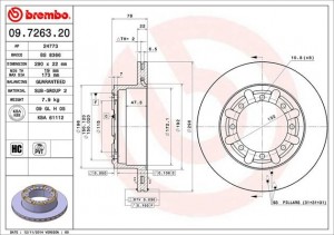 Тормозной диск 09.7263.20 BREMBO