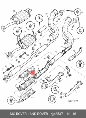 Уплотнительное кольцо, выпускной тр DJP2537 MG ROVER LAND ROVER