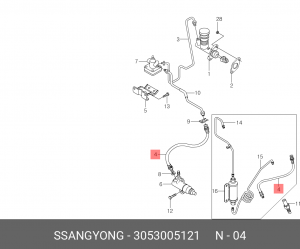 Шланг гидравлический системы сцепления 3053005121 SSANG YONG
