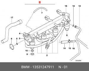 Распределительный трубопровод, топливо 13 53 1 247 911 BMW