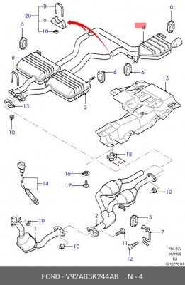 Глушитель - задняя часть системы ОГ V92AB-5K244-AB FORD