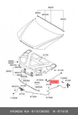 Упругий элемент, капот 811613K000 HYUNDAI KIA
