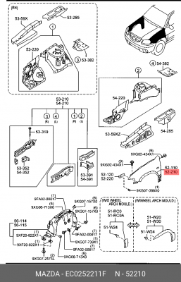Крыло переднее EC02-52-211F MAZDA