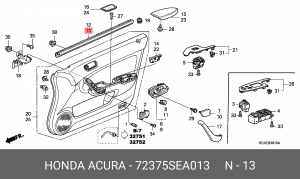 Уплотнитель двери 72375SEA013 HONDA