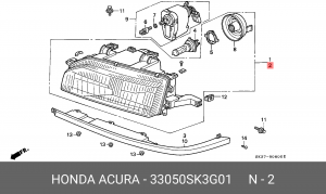 Основная фара 33050SK3G01 HONDA
