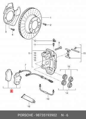 Комплект тормозных колодок, диско 98735193902 PORSCHE