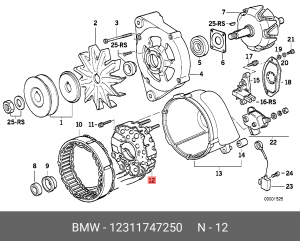 Выпрямитель, генератор 12 31 1 747 250 BMW