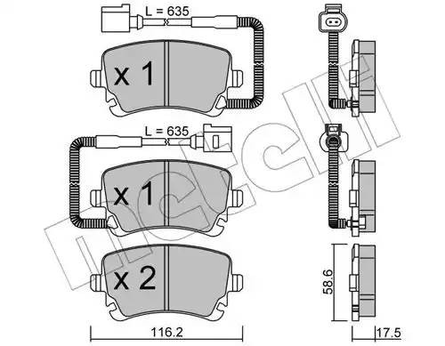 Комплект тормозных колодок, диско 22-0554-1 METELLI