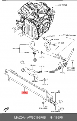 Радиатор масляный ДВС AW30-19-9F0B MAZDA