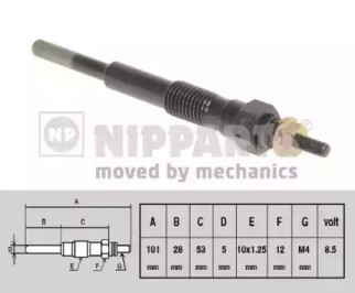 Свеча накаливания J5716000 H B JAKOPARTS NIPPARTS