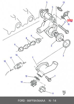 Клапан, управление рециркуляция ОГ 86FF8A564AA FORD