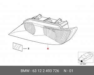 Фара головного света 63 12 2 493 726 BMW