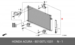 Радиатор кондиционера 80100TL1G01 HONDA