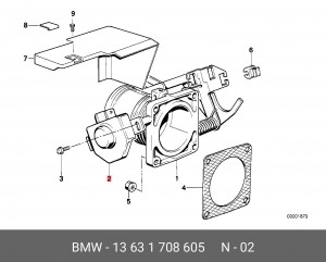 Датчик, положение дроссельной заслонки 13 63 1 708 605 BMW