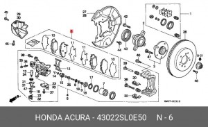 Комплект тормозных колодок, диско 43022SL0E50 HONDA